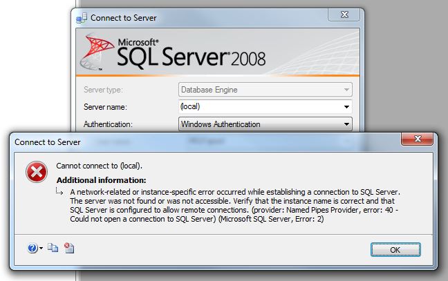error 2 sql server